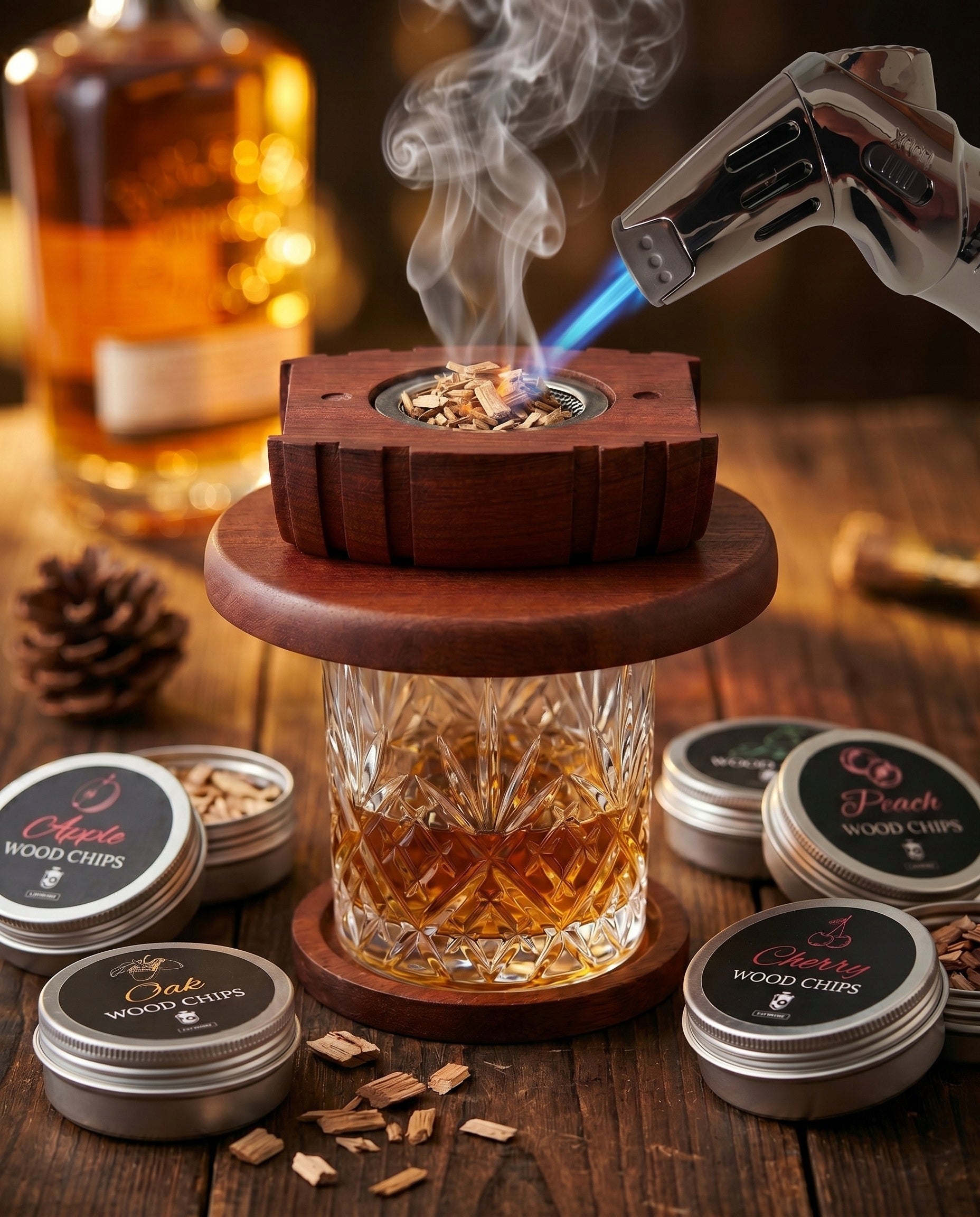 Lovreno Whisky Smoker - beczułka na szklance whisky, palnik i dym