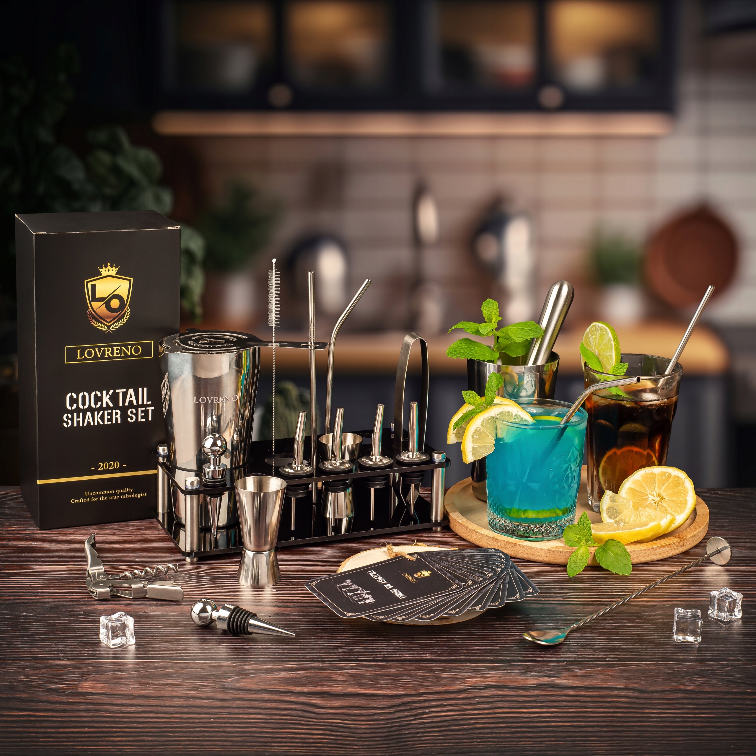 Lovreno V1 Classic — Zestaw barmański 18 elementów + karty