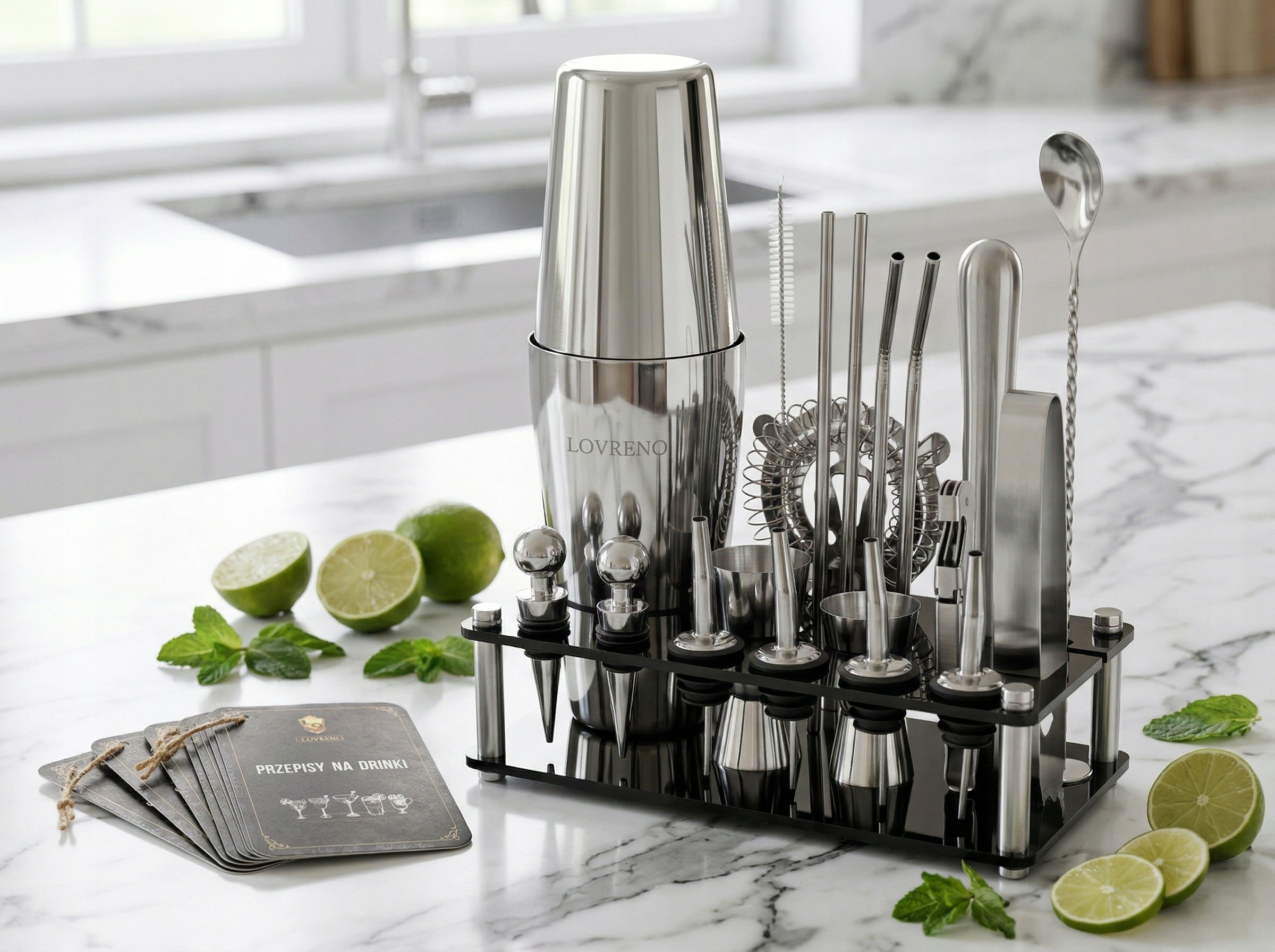 Lovreno V1 Classic — Zestaw barmański 18 elementów + karty